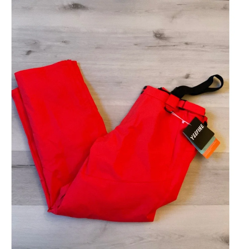 YEEFINE Waterproof Ski Snowboard‎ Pants Red Orange Size Large New With Tags